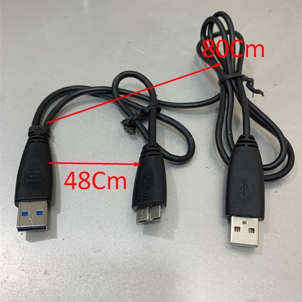 Cáp USB 3.0 Type A to Type Micro B Cable + USB 2.0 Power Supply For Ổ Cứng Cắm Ngoài 2.5 inch Hardisk Eksternal WD, Seagate, Hitachi Dài 0.47M