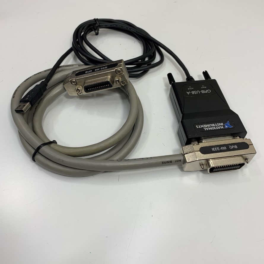 Combo GPIB-USB-A National Instruments GPIB Adapter Dài 2M 6.5ft + Cáp SUNG JIN IEEE 488.2 GPIB CN24 Pin Male to Female Cable Dài 1M 3.3ft