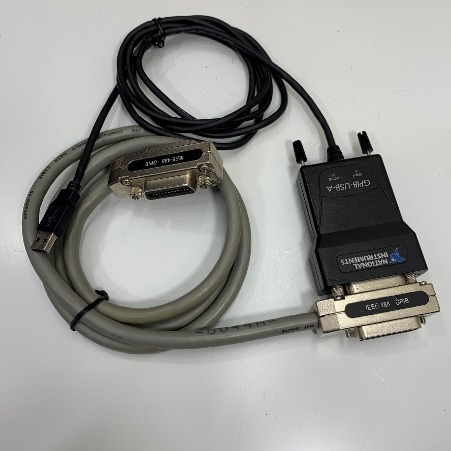 Combo GPIB-USB-A National Instruments GPIB Adapter Dài 2M 6.5ft + Cáp SUNG JIN IEEE 488.2 GPIB CN24 Pin Male to Female Cable Dài 1M 3.3ft