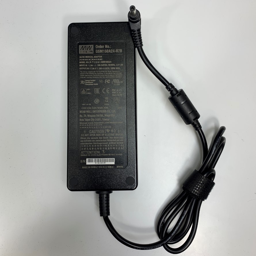 Adapter 24V 6.67A 160W Mean Well Connector Tip Size 5.5mm x 2.5mm For Medical Power Supply