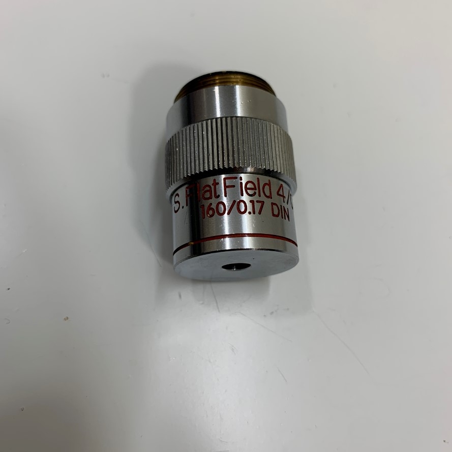 Ống Kính MEIJI S. FLAT FIELD 4/0.10 160/0.17 DIN Magnification Microscope Lens Objective Hàng Original Theo Thiết Bị Đã Qua Sử Dụng in JAPAN