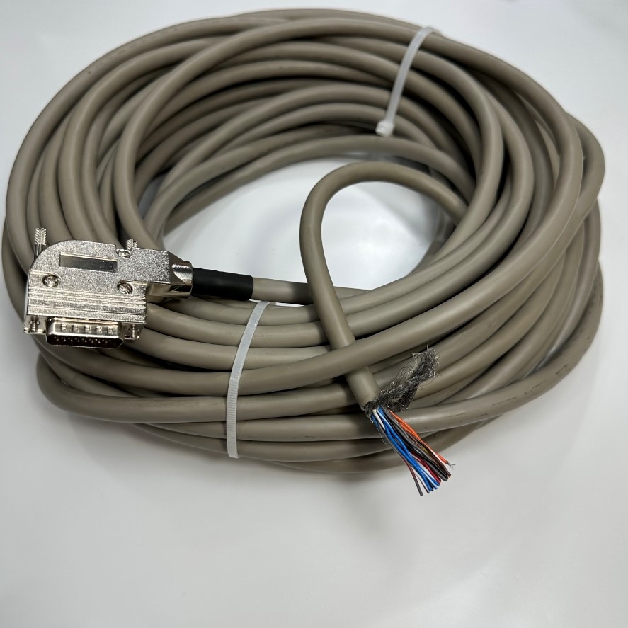 Cáp 10M 33ft DB26 Male Plug 26 Pin 3 Row to 26 Core Open Shielded Cable OD 8.5mm Grey For Industrial I/O Communication