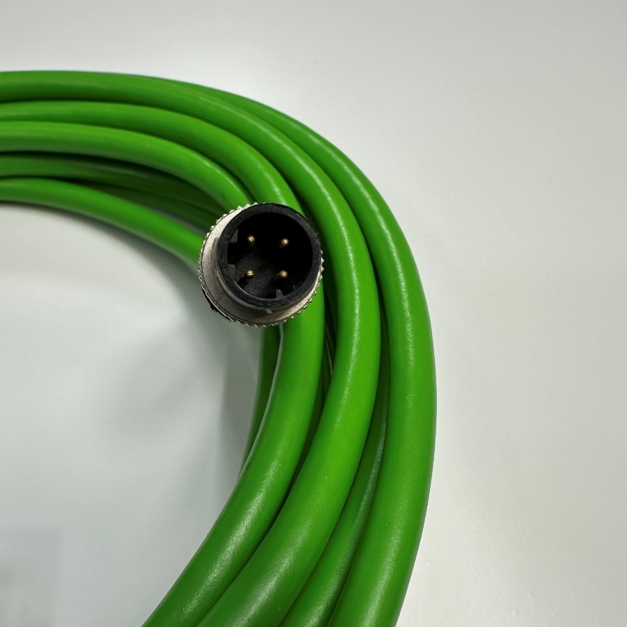 Cáp 5M 17ft Phoenix Contact 1407526 NBC-MSD 5.0-93B Network Shielded Cable Connector M12 D-Code 4 Pin Male to Male Profinet CAT5E Green Straight IP65