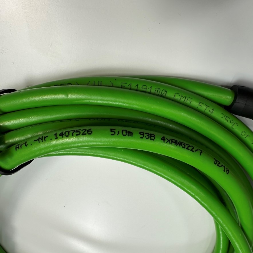 Cáp 5M 17ft Phoenix Contact 1407526 NBC-MSD 5.0-93B Network Shielded Cable Connector M12 D-Code 4 Pin Male to Male Profinet CAT5E Green Straight IP65