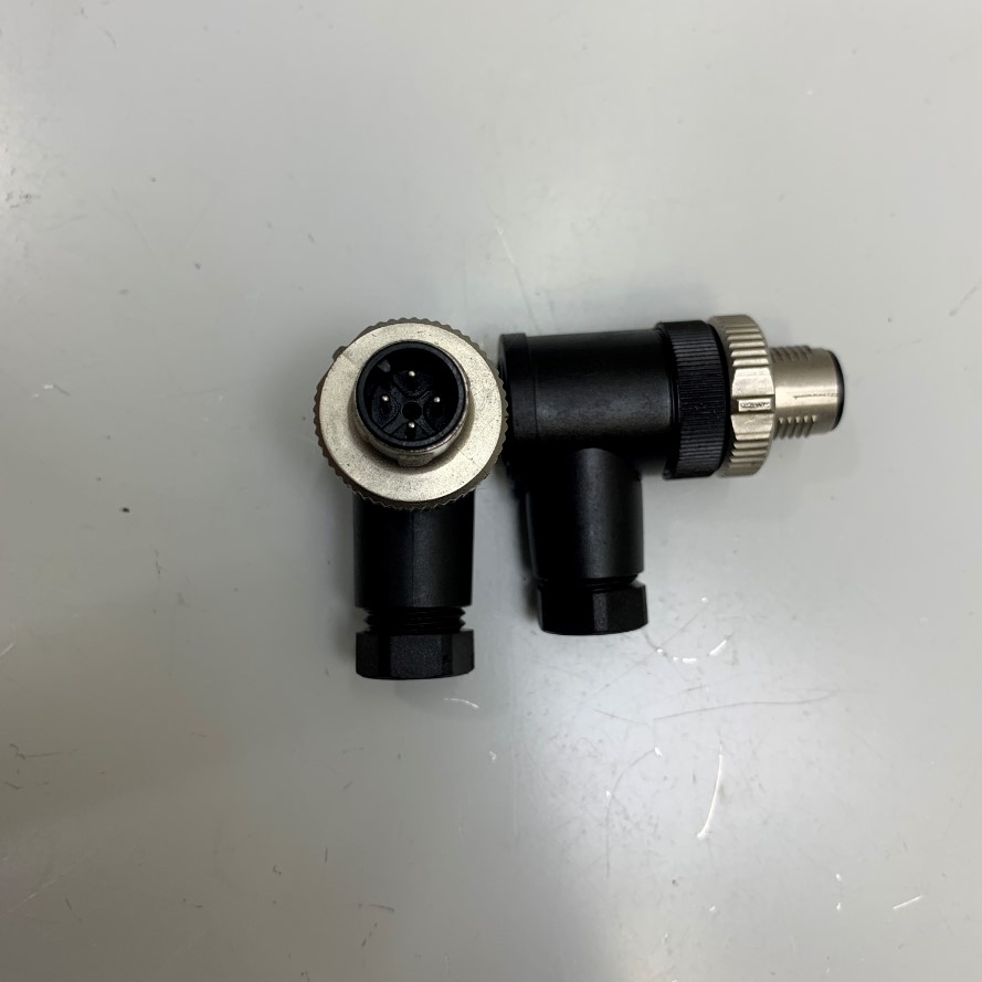 Đầu Jack Metabee Connector M12 A-Coded 4 Pin Male Right Angle Nickel Plated Screw Terminal Straight For Circular Industrial M12 Connector