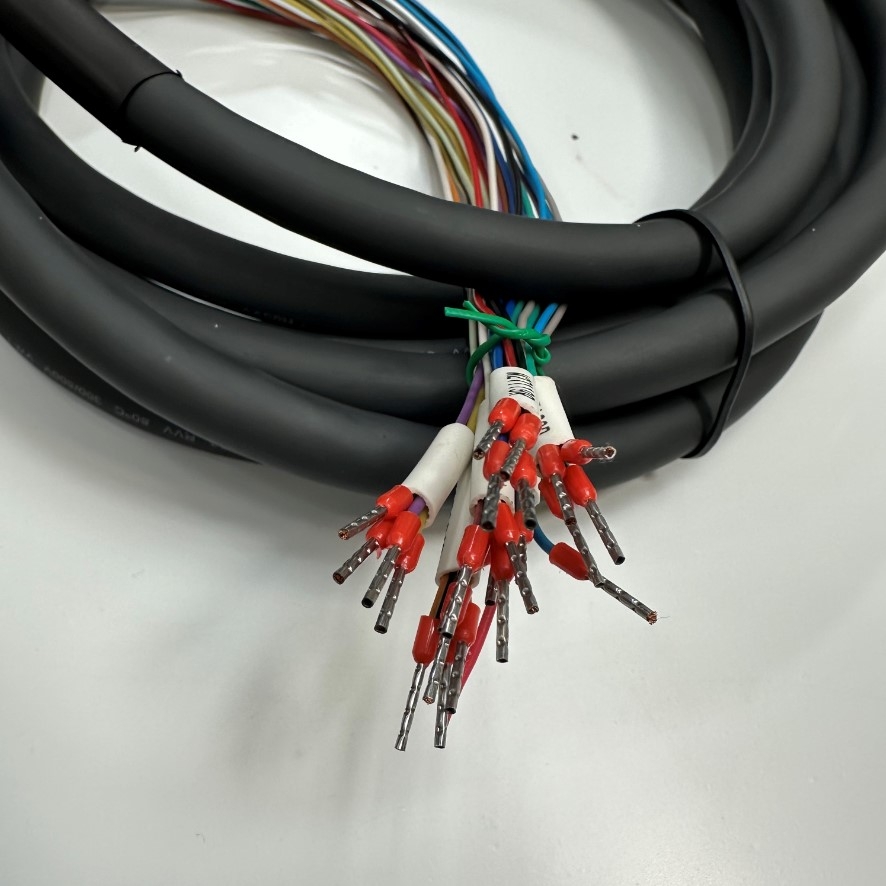Cáp 3.5M 11.7ft Flexible Cable Signals Data And Power 45 Degree Angled DB25 Female to 25 Core OD 12mm Black 25x0.25mm² 24AWG 80℃ 300/500V VW-1 For Power I/O Servo Drive and Laser Marker Controller