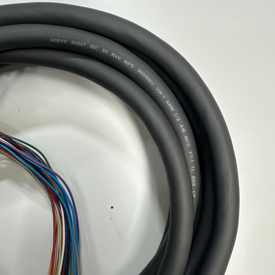 Cáp 3M 10ft Flexible Cable Signals Data And Power 45 Degree Angled DB25 Female to 25 Core OD 12mm Black 25x0.25mm² 24AWG 80℃ 300/500V VW-1 For Power I/O Servo Drive and Laser Marker Controller