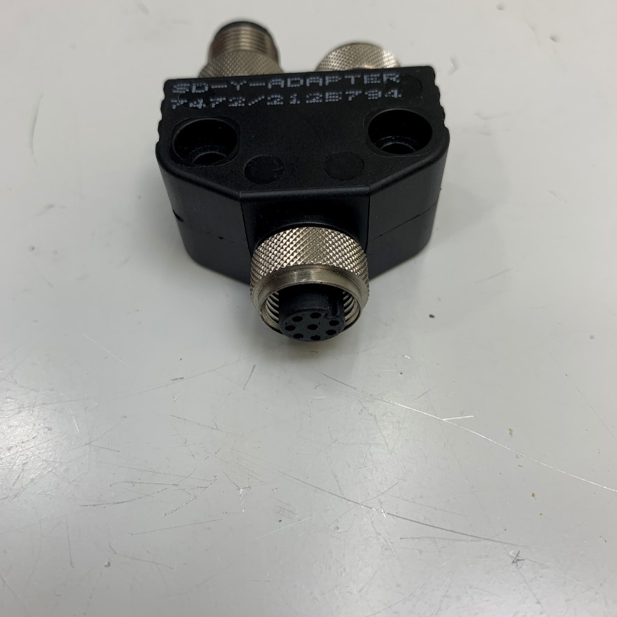 Đầu Jack T-Coupler 103009361 SD-Y Power Adapter Schmersal Connector M12 A-Code 8 Pin Female to 2x M12 8 Pin Female/Male