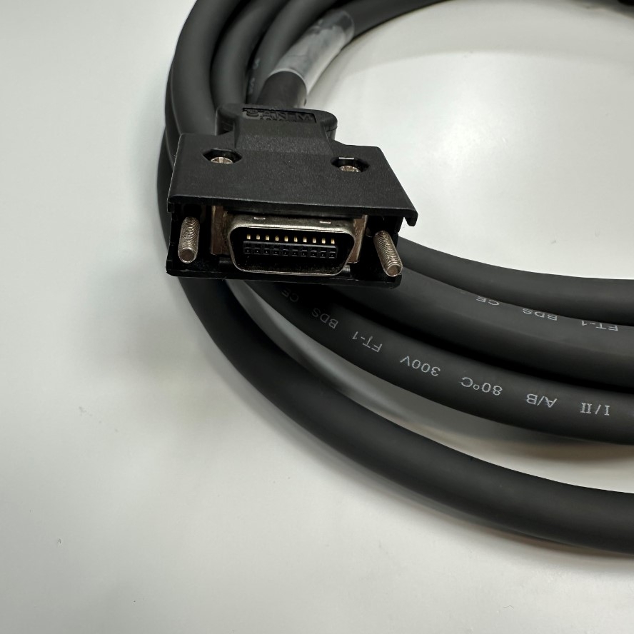 Cáp 3.5M 11.7ft MR-J4CBL20-CN3-3.5M For Mitsubishi Servo MR-J Series Communication I/O Flexible Signals Data And Power Shielded Cable MDR 20 Pin Male to 20 Core OD 9.5mm Black 80℃ 300V 20x0.2mm²