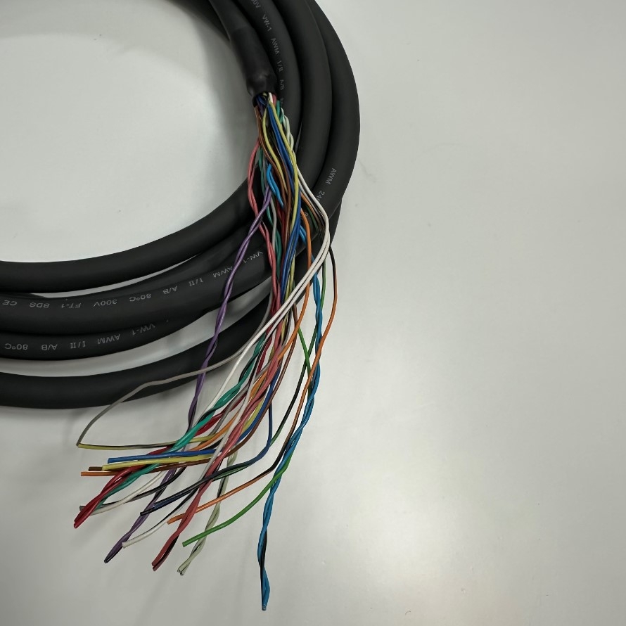Cáp 3.5M 11.7ft MR-J4CBL20-CN3-3.5M For Mitsubishi Servo MR-J Series Communication I/O Flexible Signals Data And Power Shielded Cable MDR 20 Pin Male to 20 Core OD 9.5mm Black 80℃ 300V 20x0.2mm²