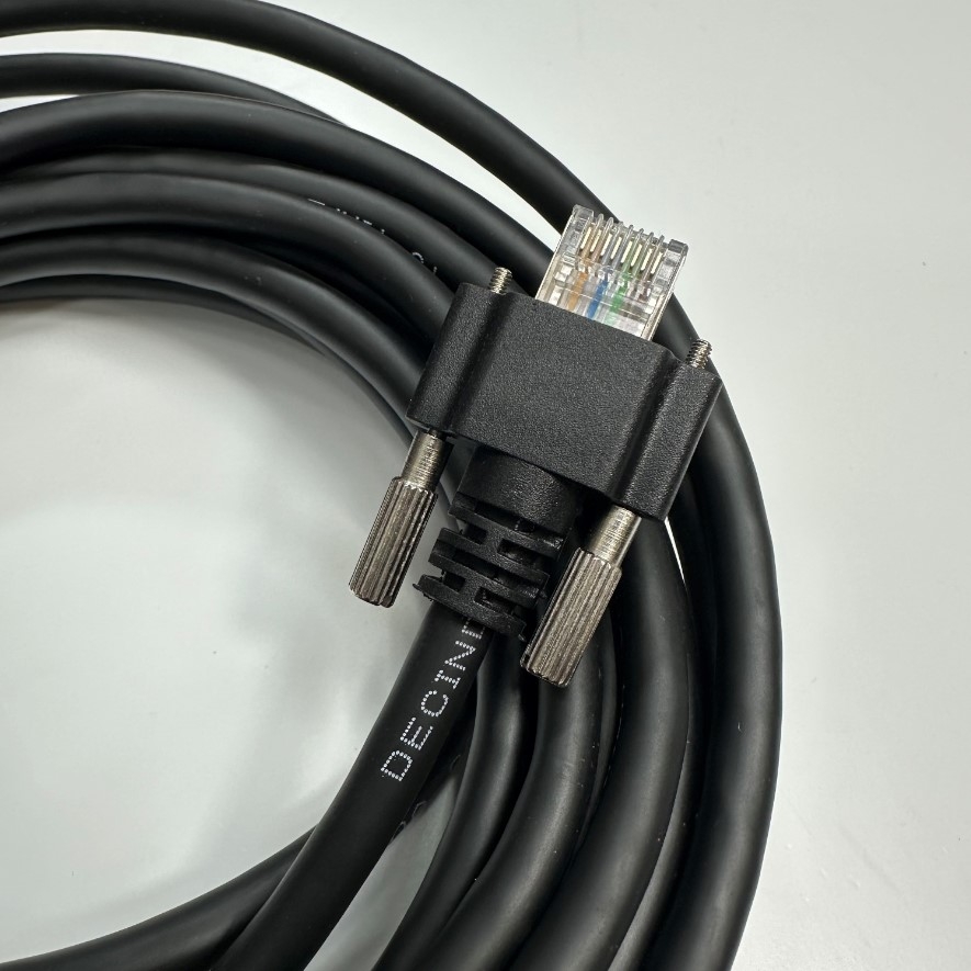 Cáp 5M 17ft MV-AC10G-RJ45s-RJ45-HF-5m GigE Flexible CAT7 S/STP PoE Power Ethernet RJ45 Screw Locking Cable For Hikrobot, Basler, Omron, Keyence Vision 10 Gigabit GigE Data Industrial Camera