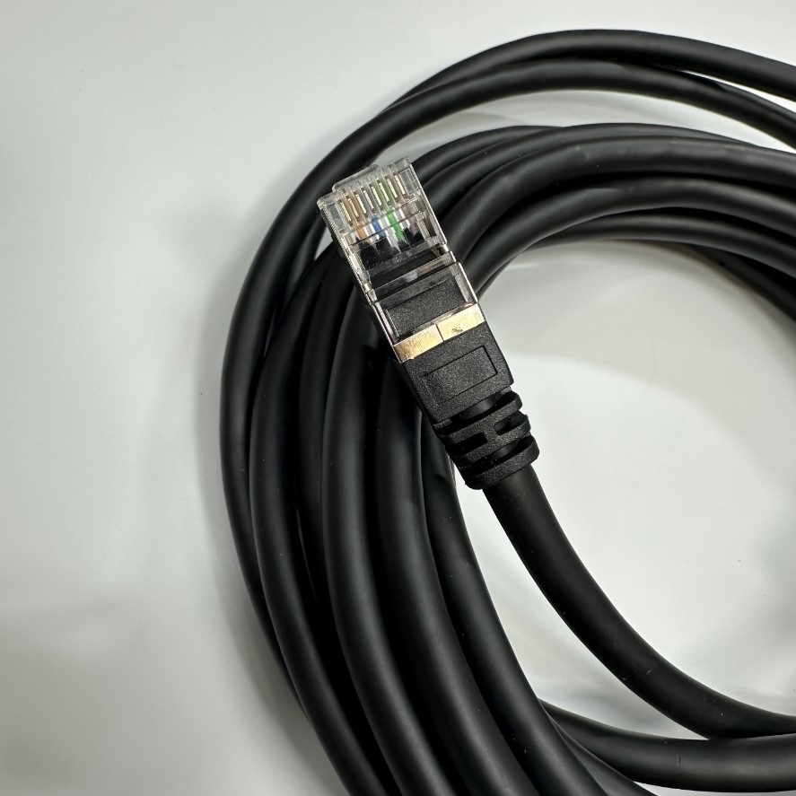 Cáp 5M 17ft MV-AC10G-RJ45s-RJ45-HF-5m GigE Flexible CAT7 S/STP PoE Power Ethernet RJ45 Screw Locking Cable For Hikrobot, Basler, Omron, Keyence Vision 10 Gigabit GigE Data Industrial Camera