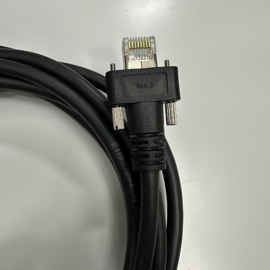 Cáp 3M 10ft MV-AC10G-RJ45s-RJ45-HF-3m GigE Flexible CAT7 S/STP PoE Power Ethernet RJ45 Screw Locking Cable For Hikrobot, Basler, Omron, Keyence Vision 10 Gigabit GigE Data Industrial Camera