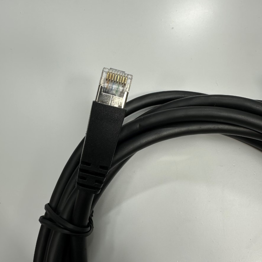 Cáp 3M 10ft MV-AC10G-RJ45s-RJ45-HF-3m GigE Flexible CAT7 S/STP PoE Power Ethernet RJ45 Screw Locking Cable For Hikrobot, Basler, Omron, Keyence Vision 10 Gigabit GigE Data Industrial Camera