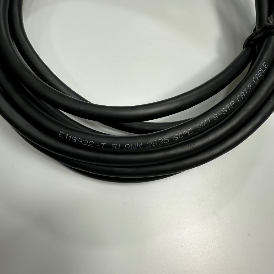 Cáp 3M 10ft MV-AC10G-RJ45s-RJ45-HF-3m GigE Flexible CAT7 S/STP PoE Power Ethernet RJ45 Screw Locking Cable For Hikrobot, Basler, Omron, Keyence Vision 10 Gigabit GigE Data Industrial Camera