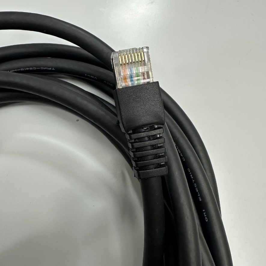 Cáp 4M 13.3ft OKI ELECTRIC GigE Flexible CAT5E S/STP PoE Power Ethernet RJ45 Screw Locking Cable For Hikrobot, Basler, Omron, Keyence Vision Gigabit GigE Data Transmission Interface Industrial Camera