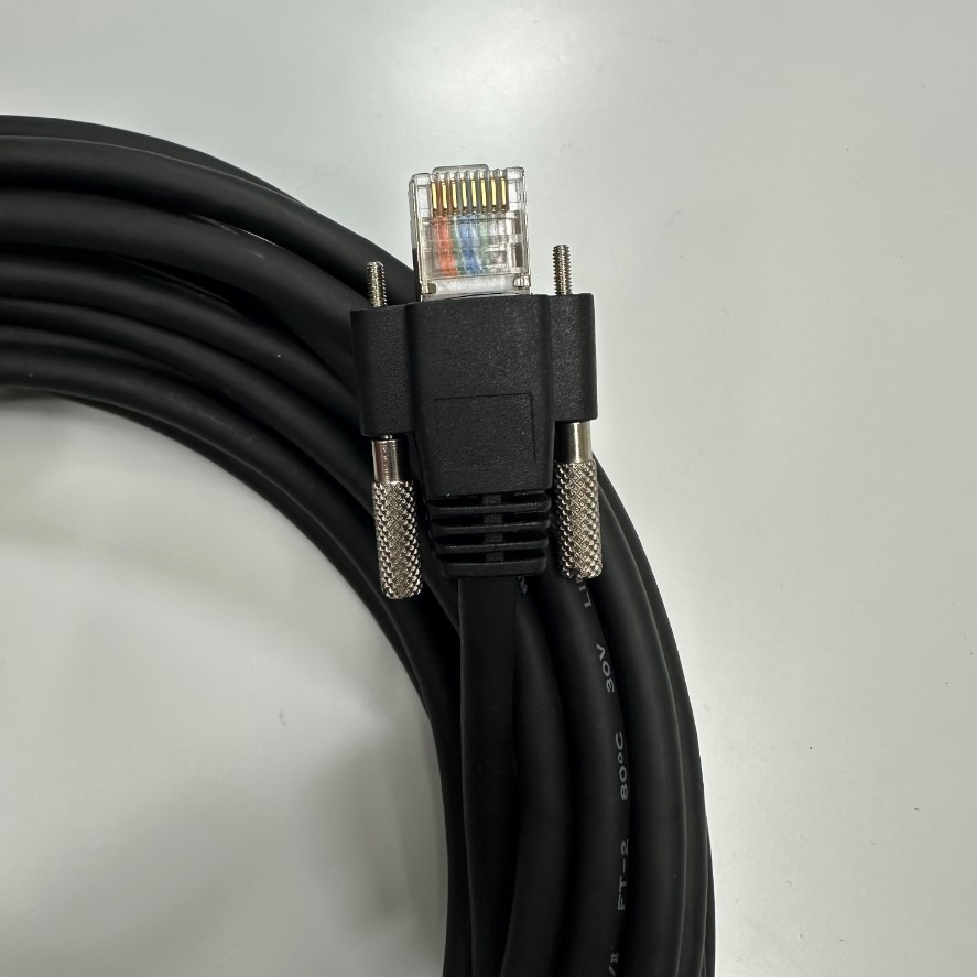 Cáp 10M 33ft MV-ACG-RJ45s-RJ45-SF-10m OD 6.2mm GigE Flexible CAT5E S/STP PoE Power Ethernet RJ45 Screw Locking Cable For Hikrobot, Basler, Omron, Keyence Vision 10 Gigabit GigE Data Industrial Camera