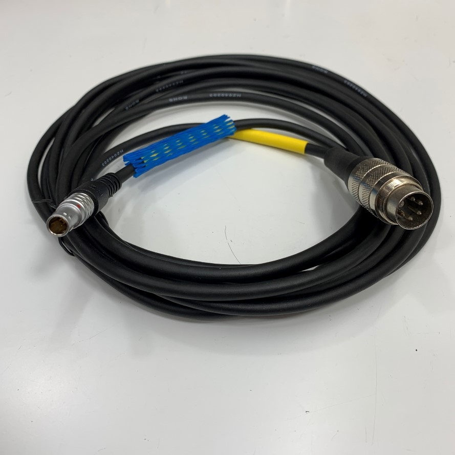 Cáp BINDER M16 DIN 5 Pin Male to LEMO FGG 0B4 4 Pin Male Connection Cable Dài 4.5M 15ft