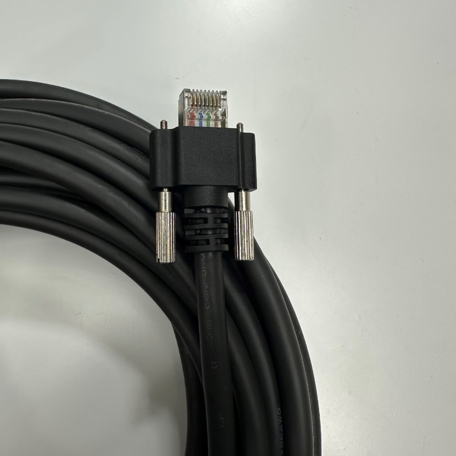 Cáp MV-ACG-RJ45s-RJ45-SF-10M 33ft OD 7.0mm GigE Flexible CAT5E S/STP PoE Power Ethernet RJ45 Screw Locking Cable For Hikrobot, Basler, Omron, Keyence Vision Gigabit GigE Data Industrial Camera
