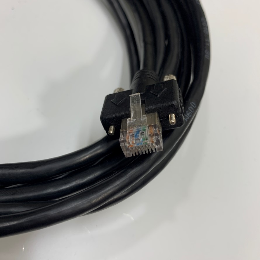 Cáp Mạng Dài 7.5M Gigabit CAT5E RJ45 SFTP Ethernet Cable Thumbscrew Locking Shielded For GIGE industrial CCD Cameras and CCD basler Camera