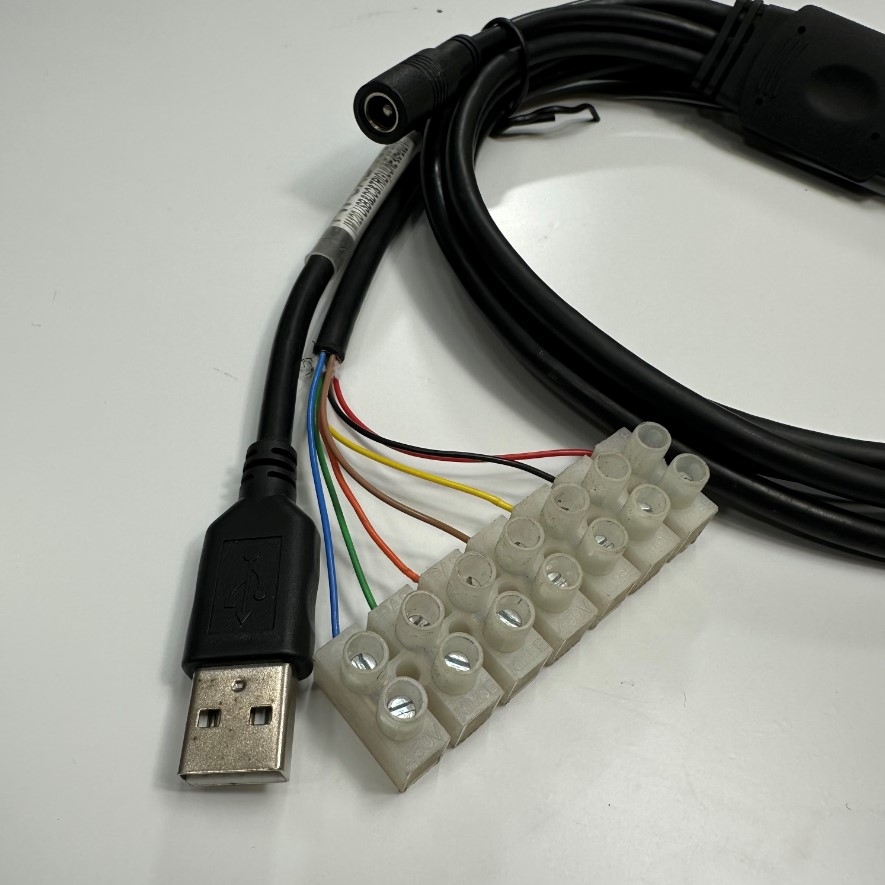 Cáp 1M 3.3ft Datalogic PW-CAB-1051 Cable M12 17 Pin A-Code Female to USB&DC&TRIG For Datalogic Matrix120 I/O Cable