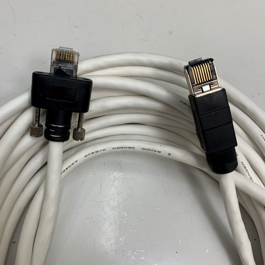 Cáp 7.8M 26ft Cable GigE BANDO DENSEN CAT6 Ethernet RJ45 to RJ45 Locking Screw Cable PVC White For Blackfly Basler Industrial Digital GigE Camera