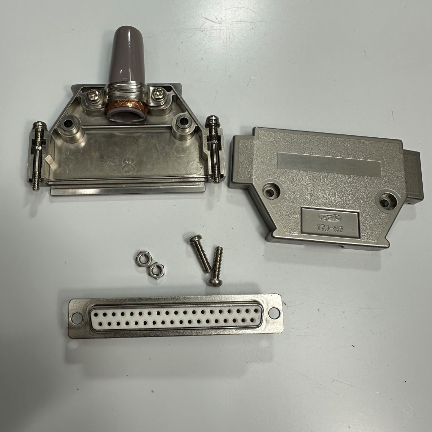 Đầu Jack DDK 17JE-13370-02(D1) DB37 Female + DDK 17J-37 Connector Plug Metal Shell Silver For industrial Servo Motor I/O Controller Cable, Medical Interface I/O Control Cable