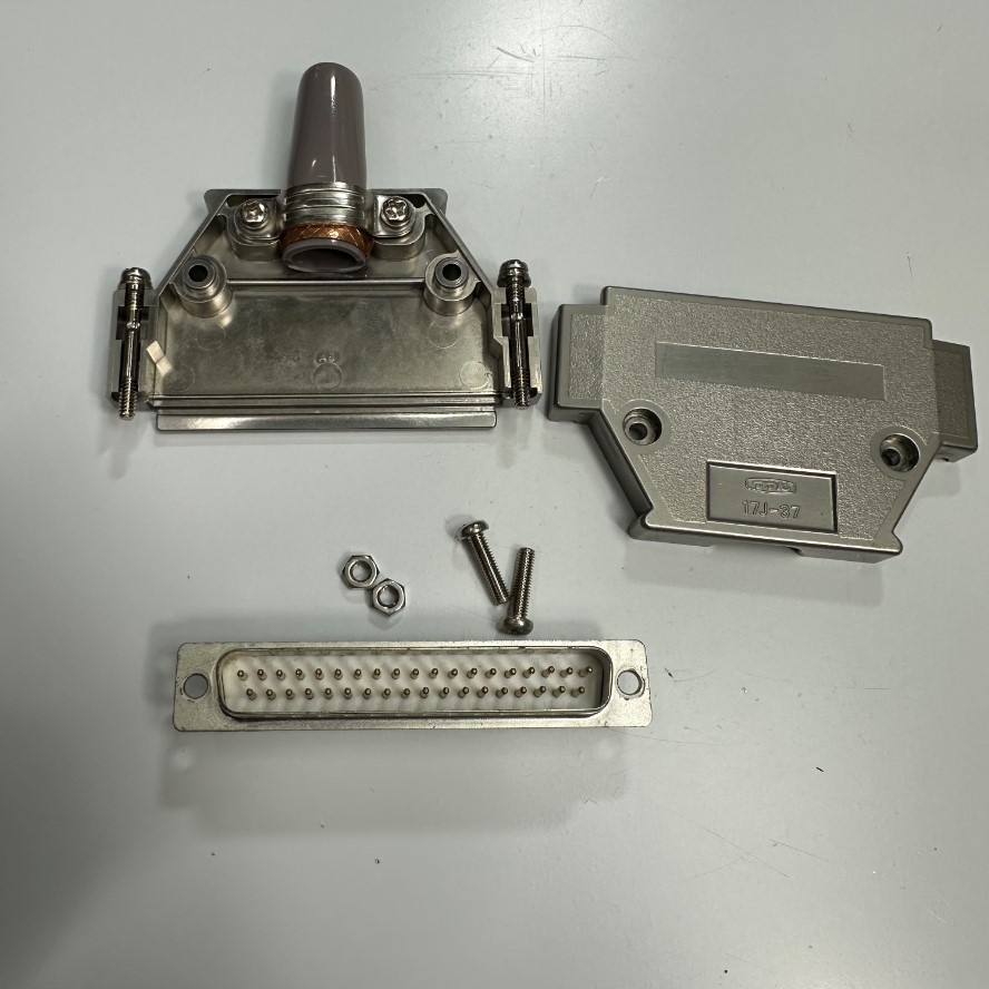 Đầu Jack DDK 17JE-23370-02(D1) DB37 Male + DDK 17J-37 Connector Plug Metal Shell Silver For industrial Servo Motor I/O Controller Cable, Medical Interface I/O Control Cable