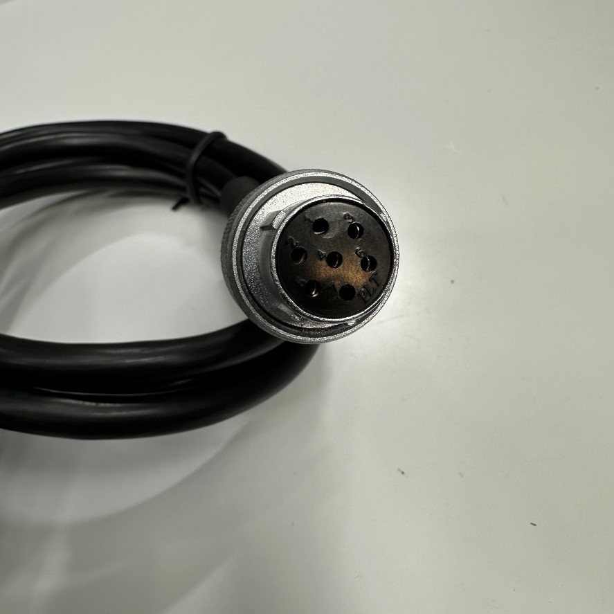 Cáp 1.1M 3.7ft Apex PLT PLS-207-PF X-R Connector M22 7 Pin Female to 6 Core Cable 300V 6x0.5mm² OD 8.5mm For Industrial Robot, CNC Machines, Servo Motor Power Cable