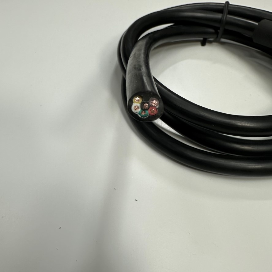 Cáp 1.1M 3.7ft Apex PLT PLS-207-PF X-R Connector M22 7 Pin Female to 6 Core Cable 300V 6x0.5mm² OD 8.5mm For Industrial Robot, CNC Machines, Servo Motor Power Cable