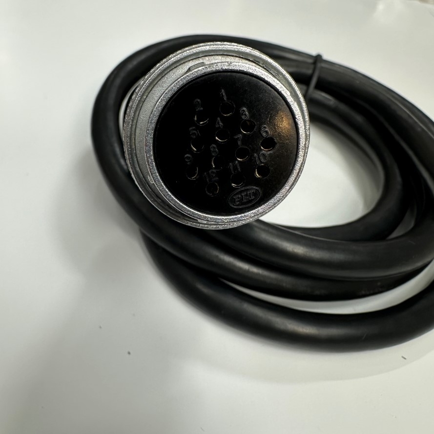 Cáp 1.5M 5ft Apex PLT PLS-28 Circular Connector 12 Pin Female to 12 Core Cable 300V 12x0.3mm² OD 10mm For Industrial Robot, CNC Machines, Servo Motor Power Cable