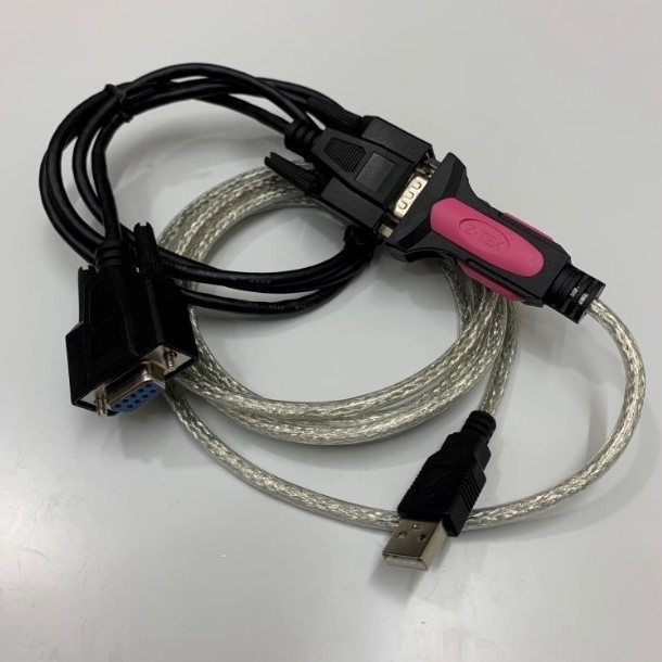 Combo Cáp lập Trình C3M5P14-D9F0-D9F0 Dài 1M RS-232C DB9 Female to Female + USB to RS232 Converter - 6ft For Communication Cable HMI Autonics Với Computer Laptop