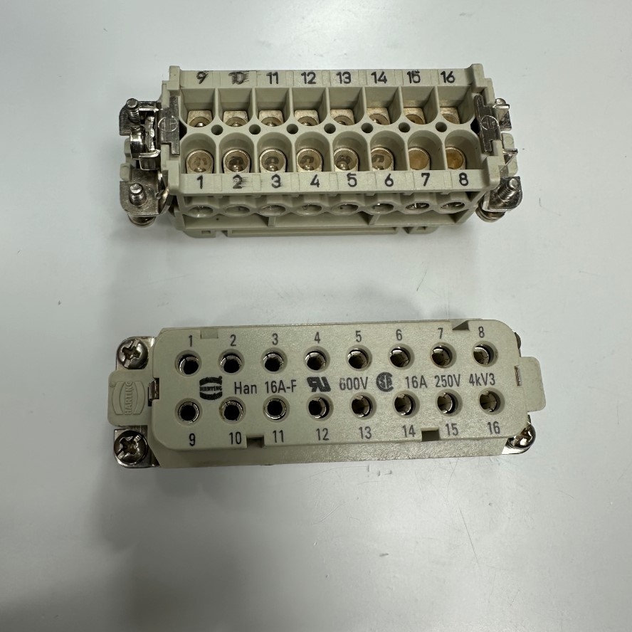 Đầu Jack HARTING Han 16A-F Connector HDC 16 Pin Female + PE 16A 250V 4KV3 For Industrial Power Cable