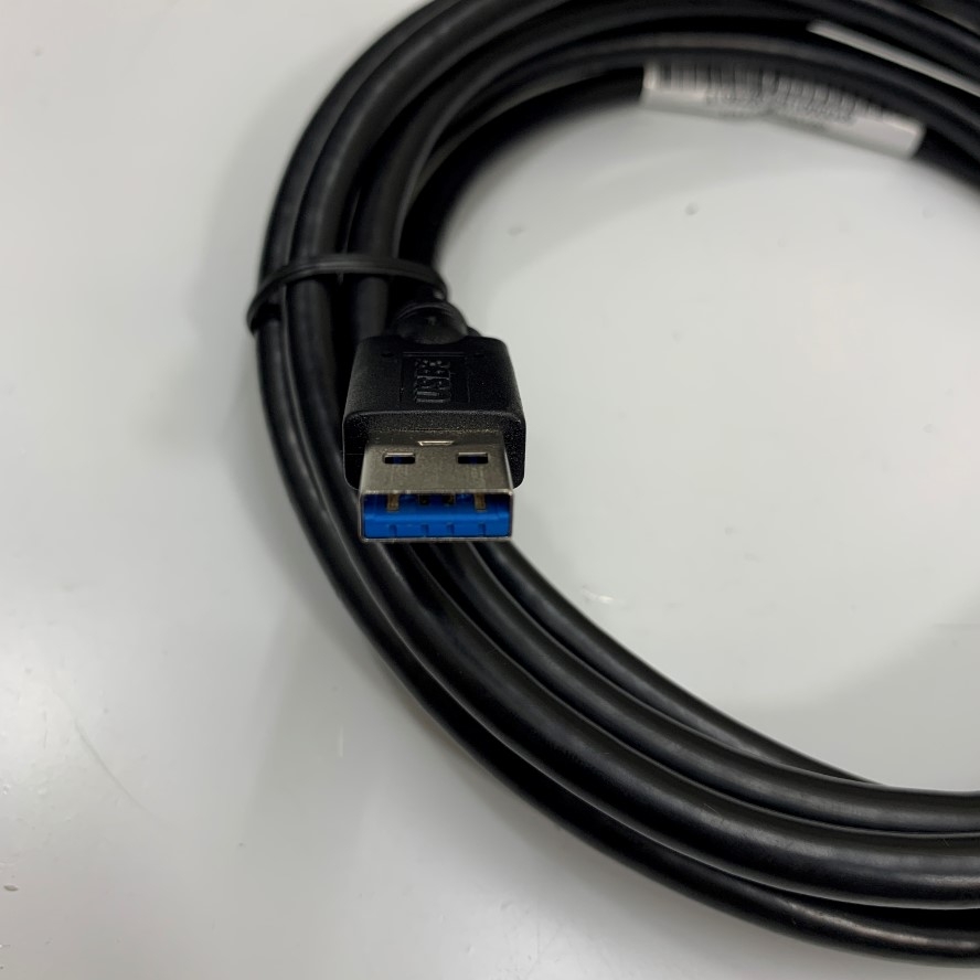 Cáp Original USB 3.0 Type A to Micro B Male Cable 10Ft Dài 3M Black Colour With Double Screw Locking For Industrial Hikrobot Machine Vision, Microscope Digital Camera