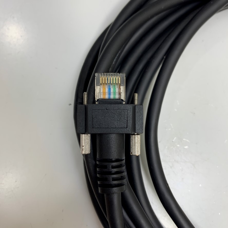 Cáp mạng công nghiệp độ đàn hồi tốt khi uốn cong GigE CAT6 Gigabit Ethernet RJ45 DrC S/STP Screw Locking Cable Rockcon Dài 5M 17ft For Industrial Camera Gigabit Network Cable High Flex Fixed
