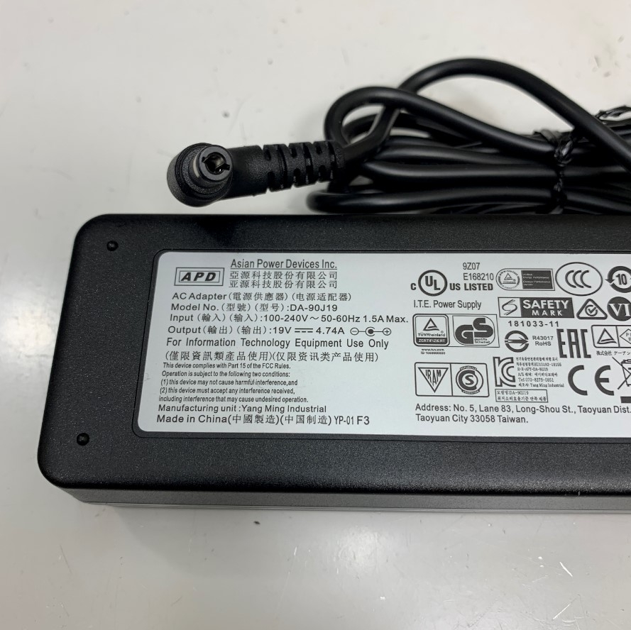 Adapter 19V 4.74A 90W Asian APD DA-90J19 Connector Tip Size 5.5mm x 2.5mm For Máy Tính Công Nghiệp Scada Computer, Industrial PC, Fanless PC, Fanless Computer, Box PC, Fanless Box PC, Mini PC Intel NUC