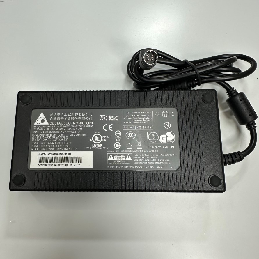 Adapter 12V 12.5A 150W DELTA DPS-150NB-1A Connector Tip Size 4 Pin Mini Din 10mm Plug