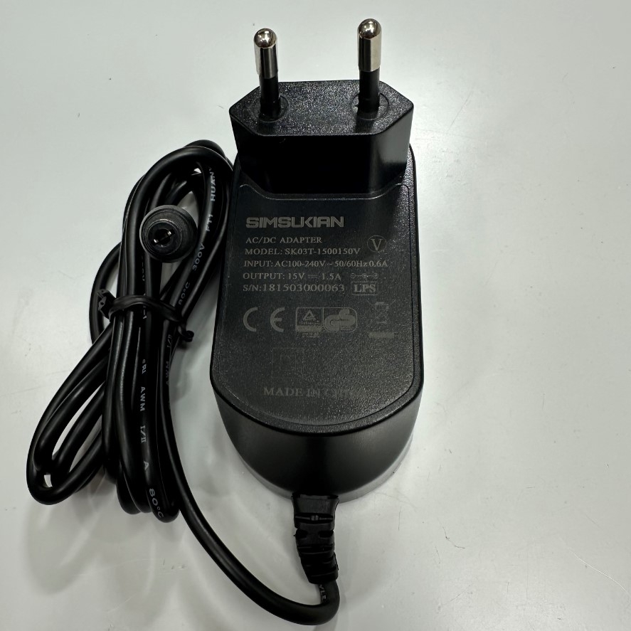 Adapter 15V 1.5A 22W Simsukian OEM Thay Thế Power Supply YEPS01-15V0W FSP008-P01N 15V 0.53A DC + ---C--- Connector Tip Size 5.5mm x 2.1mm For Cân Điện Tử Sartorius Precision Balance