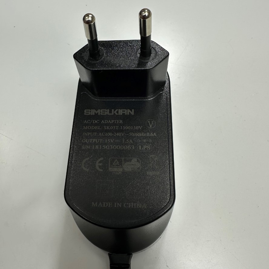 Adapter 15V 1.5A 22W Simsukian OEM Thay Thế Power Supply YEPS01-15V0W FSP008-P01N 15V 0.53A DC + ---C--- Connector Tip Size 5.5mm x 2.1mm For Cân Điện Tử Sartorius Precision Balance