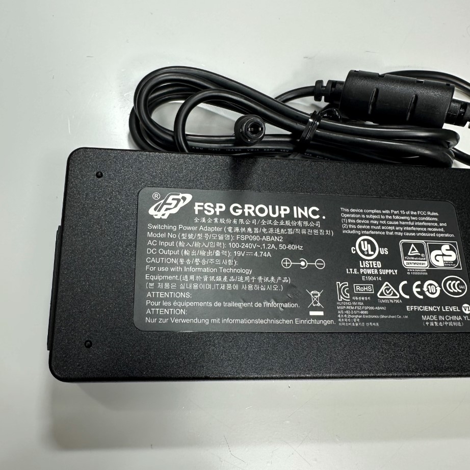 Adapter 19V 4.74A 90W FSP FSP090-ABAN2 IEC C14 Plug Connector Tip Size 5.5mm x 2.5mm For Máy Tính Công Nghiệp Scada Computer, Industrial PC, Fanless PC, Fanless Computer, Box PC, Fanless Box PC, Mini PC Intel NUC
