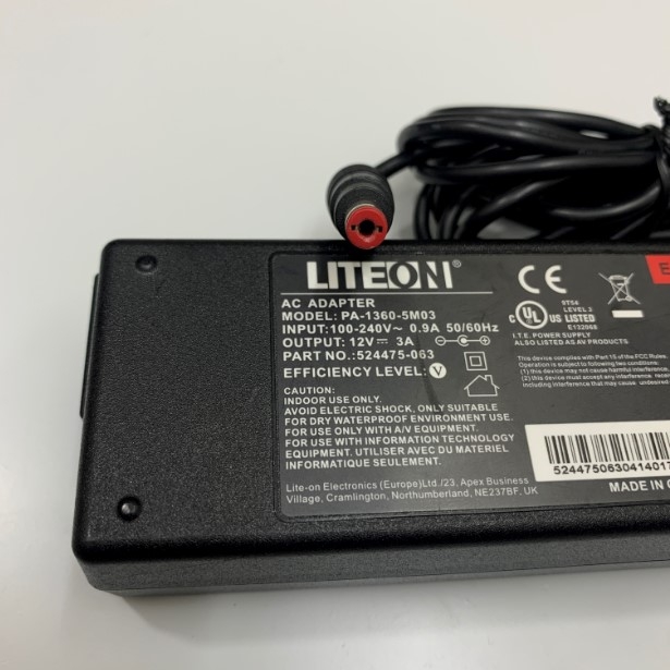 Adapter 12V 3A 36W LITEON PA-1360-5M0 Connector Size 5.5mm x 2.1mm