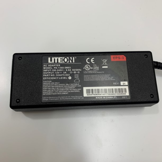 Adapter 12V 3A 36W LITEON PA-1360-5M0 Connector Size 5.5mm x 2.1mm