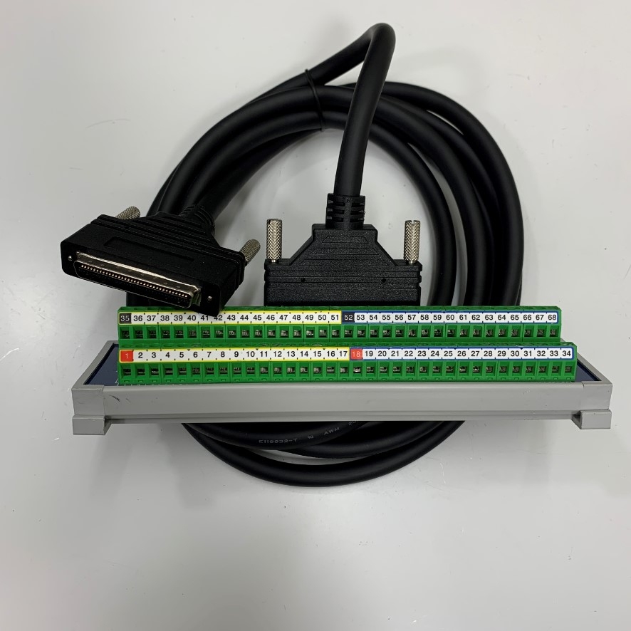 Cầu Đấu AJINEXTEK ATX T68-PR Terminal Block With Cable SCSI MDR Connector 68 Pin Male to Male Dài 3M 10ft