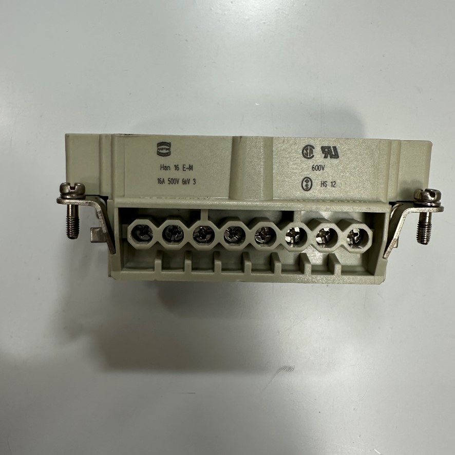Đầu Jack Harting Han 16 E-M Connector HDC 16 Pin Male + PE 16A 500V 6KV3 For Industrial Power Cable