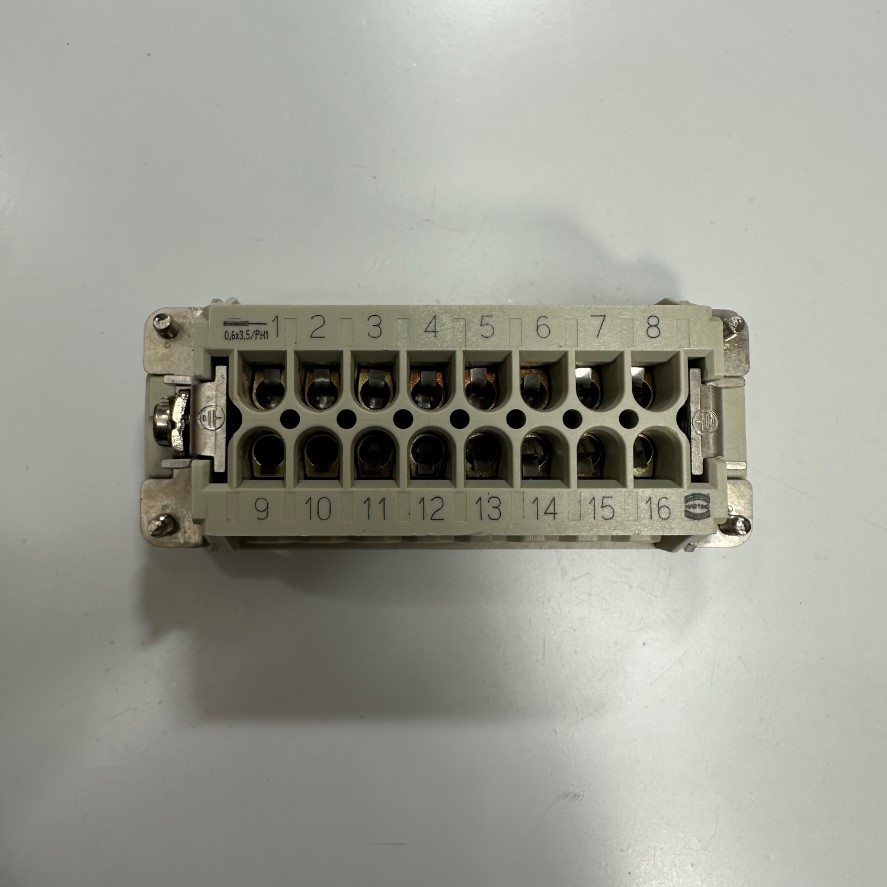 Đầu Jack Harting Han 16 E-M Connector HDC 16 Pin Male + PE 16A 500V 6KV3 For Industrial Power Cable