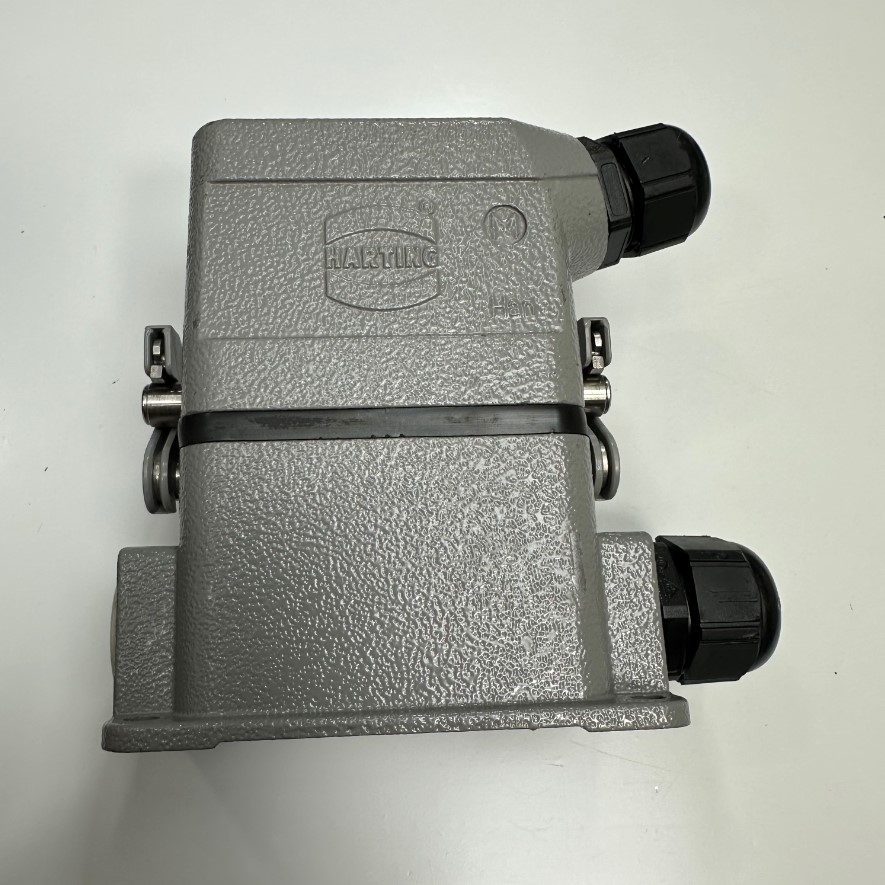 Bộ Đầu Nối Điện Công Nghiệp Harting Han 10 E-M Han 10 E-F Connector HDC 10 Pin Male + Female 16A 500V 6kV3 + Panel Entry Hood