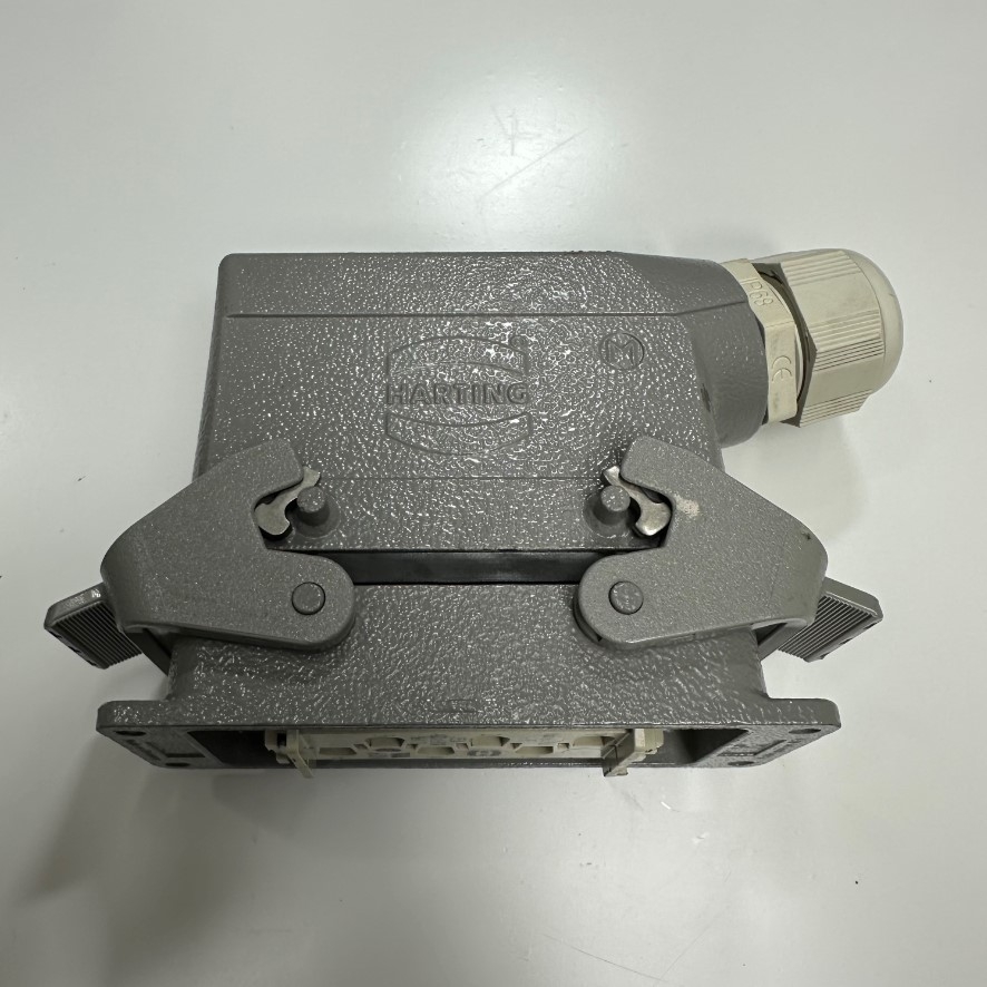 Bộ Đầu Nối Điện Công Nghiệp Harting Han 6 HsB-M Han 6 HsB-F Connector HDC 6 Pin Male + Female 35A 400/690V 6kV3 + Panel Entry Hood