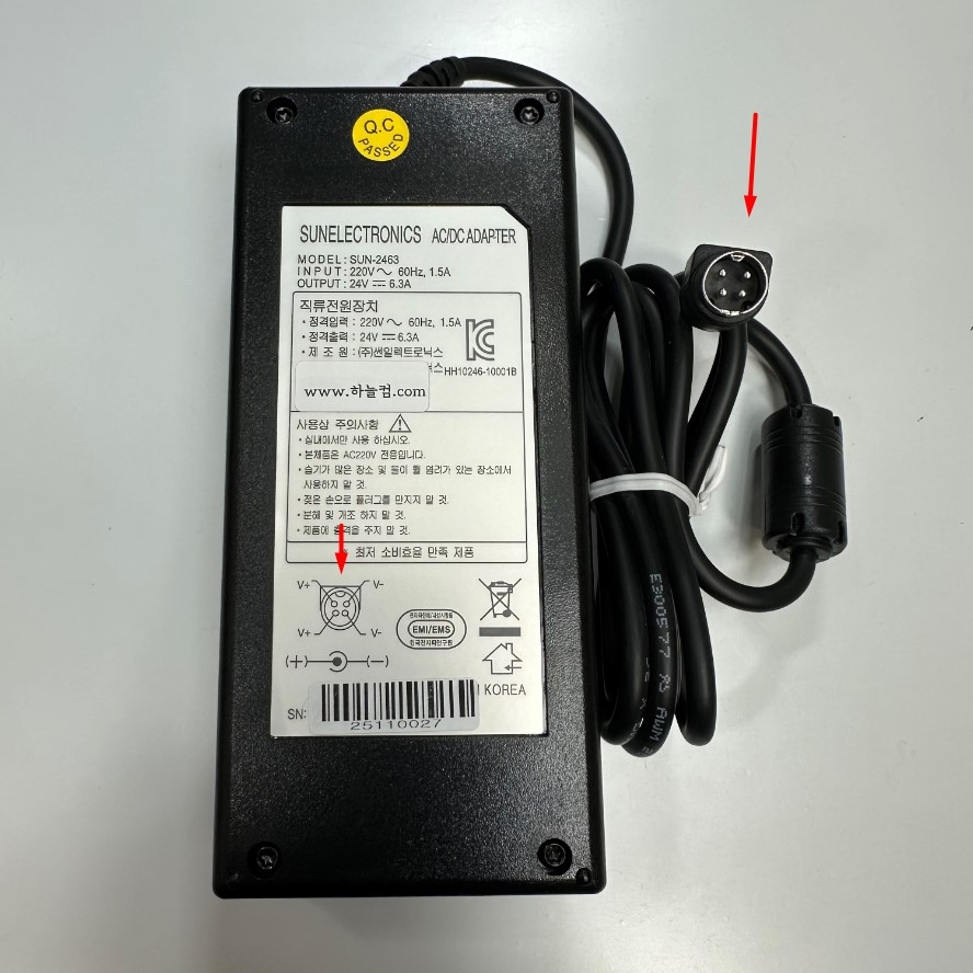 Adapter 24V 6.3A 150W SUN-2463 Sun Electronics Connector Tip Size 4 Pin Mini Din 10mm Plug