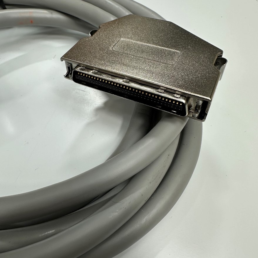 Cáp 2.4M 8ft Connector SCSI MDR 68 Pin Male to Male Pitch 1.27mm with 60 Degree Metal Gold Plated Latch Clip PVC Grey For Servo Driver Interface I/O Signal Module Cable