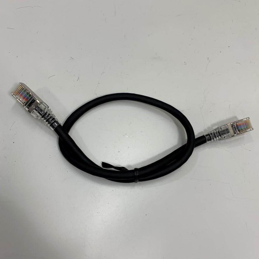 Cáp Mạng Công Nghiệp CAT5E Shielded Cable Ethernet RJ45 Gigabit Lan Network S/FTP PVC Black 24AWG Dài 0.5M 1.5ft For Servo, PLC, HMI, Ethernet Network Cable